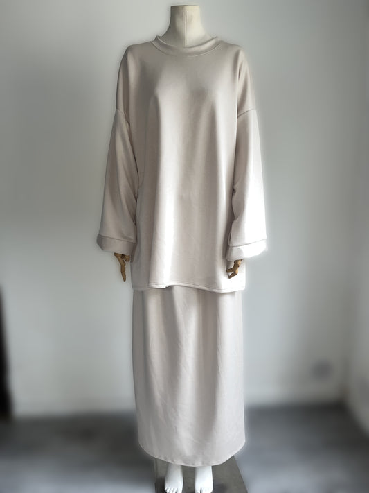 Ensemble Pull Jupe Beige